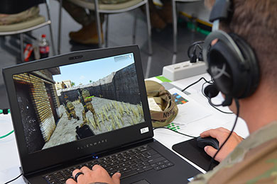Testing new technologies against simulated enemies in a video game environment